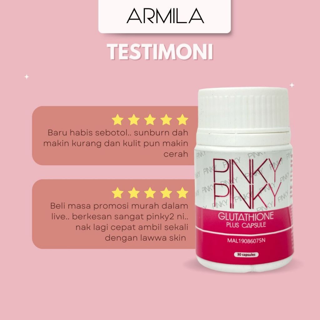 KAK ELL HQ | PINKY PINKY GLUTATHIONE PLUS | BRIGHTHENING BOOSTER | PUTIH GEBU | 1 CAPSULE 200G | - Image 4