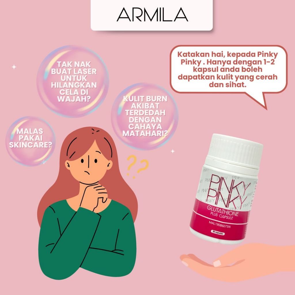 KAK ELL HQ | PINKY PINKY GLUTATHIONE PLUS | BRIGHTHENING BOOSTER | PUTIH GEBU | 1 CAPSULE 200G | - Image 8